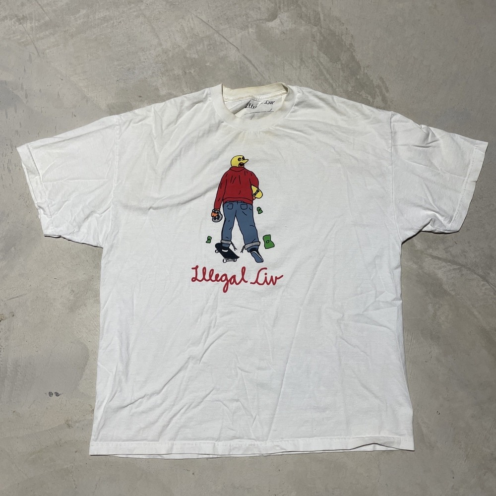 Illegal Civilization Stained Men's SZ 2XL White Crew Neck T-Shirt Cops Pig